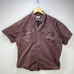 Vintage Carhartt Sun Faded Button-Up Short Sleeve Shirt XL